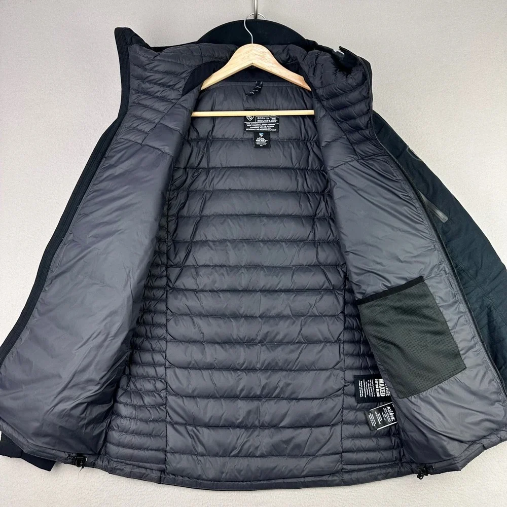 Kuhl Wyldefire Hoody Jacket Mens Medium Black Raven Down Waxed Canvas Puffer